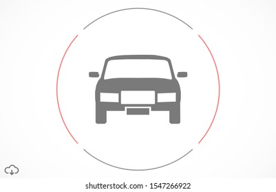 Car icon vector on gray background. Cars vector graphic illustration.passenger car with round headlights vector icon isolated on white background. Car flat design.