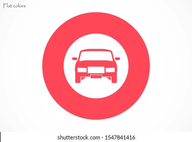 Car icon vector on gray background. Cars vector graphic illustration.passenger car with round headlights vector icon isolated on white background. Car flat design.