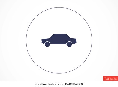 Car icon vector on gray background. Cars vector graphic illustration.passenger car with round headlights vector icon isolated on white background. Car flat design.