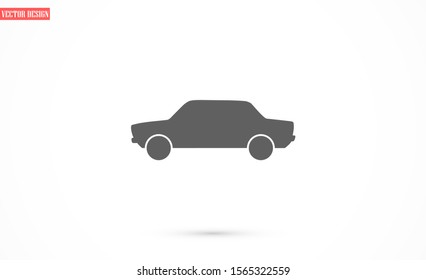 Car icon vector on gray background. Cars vector graphic illustration.passenger car with round headlights vector icon isolated on white background. Car flat design.