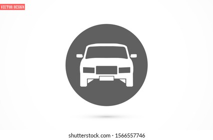 Car icon vector on gray background. Cars vector graphic illustration.passenger car with round headlights vector icon isolated on white background. Car flat design.