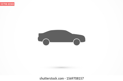 Car icon vector on gray background. Cars vector graphic illustration.passenger car with round headlights vector icon isolated on white background. Car flat design.