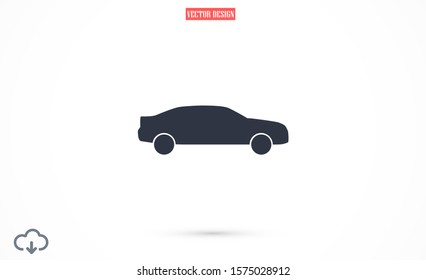 Car icon vector on gray background. Cars vector graphic illustration.passenger car with round headlights vector icon isolated on white background. Car flat design.