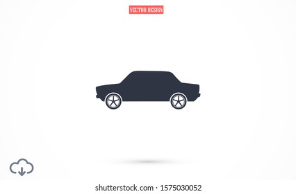 Car icon vector on gray background. Cars vector graphic illustration.passenger car with round headlights vector icon isolated on white background. Car flat design.