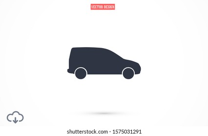 Car icon vector on gray background. Cars vector graphic illustration.passenger car with round headlights vector icon isolated on white background. Car flat design.