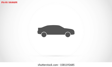 Car icon vector on gray background. Cars vector graphic illustration.passenger car with round headlights vector icon isolated on white background. Car flat design.