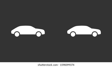 Car icon vector on gray background. Car vector graphic illustration.passenger car with round Car headlights vector icon isolated on white background.