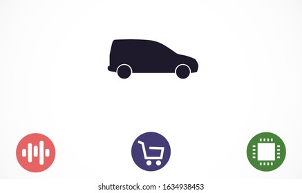 Car icon vector on gray background. Cars vector graphic illustration.passenger car with round headlights vector icon isolated on white background. Car flat design.