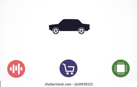 Car icon vector on gray background. Cars vector graphic illustration.passenger car with round headlights vector icon isolated on white background. Car flat design.