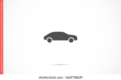 Car icon vector on gray background. Car vector graphic illustration.passenger car with round Car headlights vector icon isolated on white background.