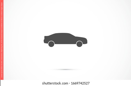 Car icon vector on gray background. Cars vector graphic illustration.passenger car with round headlights vector icon isolated on white background. Car flat design.