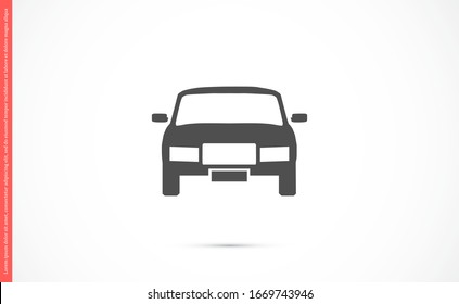 Car icon vector on gray background. Cars vector graphic illustration.passenger car with round headlights vector icon isolated on white background. Car flat design.