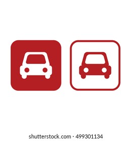 Car icon vector. Red and white