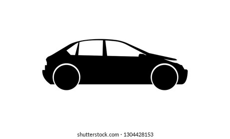 Car Icon Vector sedan with black color isolated on white background