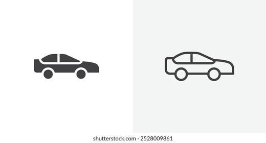 Icono de coche icono de Vector en color blanco y negro.