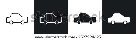 Car icon vector icon set black filled and outlined style.