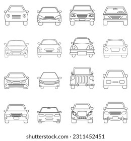 Autosymbol, Vektorset. Sammlung von Verkehrsillustrationszeichen. Automobil-Symbol oder -Logo.