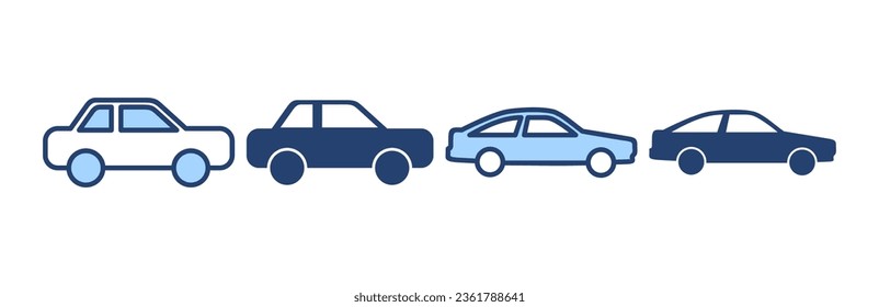 Vector de icono del coche. símbolo y signo del coche. pequeño sedán