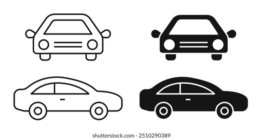 Car icon vector. Car signs and symbols featuring a small sedan