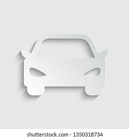 Car icon vector. symbol of car with shadow on a grey background