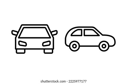 Vector de iconos de auto para aplicaciones web y móviles. símbolo y signo del coche. pequeño sedán