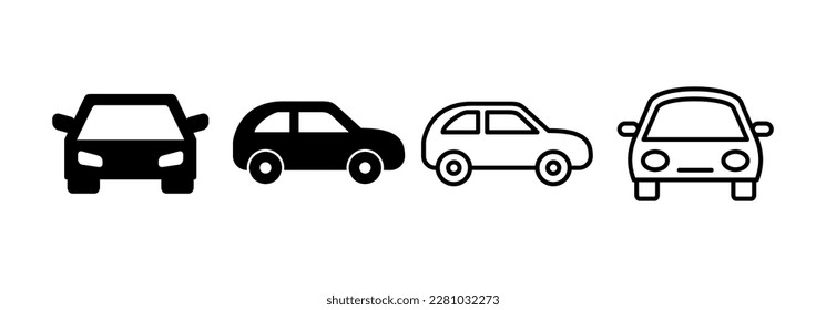 Vector de iconos de auto para aplicaciones web y móviles. símbolo y signo del coche. pequeño sedán