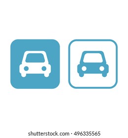 Car icon vector. White and blue