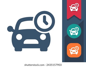 Car Icon. Vehicle, Clock, Time, Deadline. Professional, pixel perfect vector icon.
