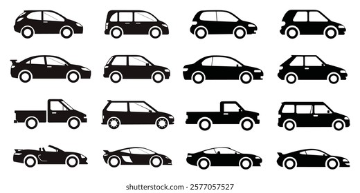 car icon. vehicle silhouettes. automobile vector