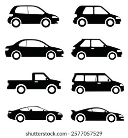 car icon. vehicle silhouettes. automobile vector