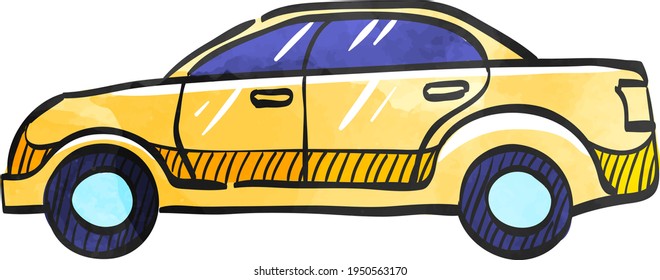 Car icon in watercolor style.