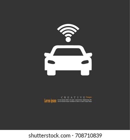 Car Icon With Wifi Signal.Transportation Icon.Vector Illustration.eps10.             