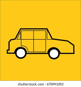 Car icon in yelow background
