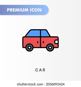 car icon for your website design, logo, app, UI. Vector graphics illustration and editable stroke. car icon lineal color design.