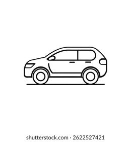 Car Icons in Black Outline Vector Illustration on White Background