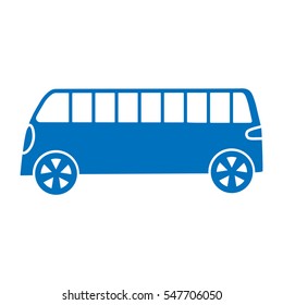 Car icons. Blue bus on a white background