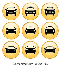 Car Icons Gold Button Icon Set