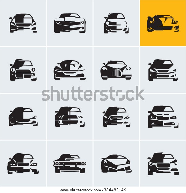 car icons,  graphic vector car silhouettes, car
front view, car logo
design
