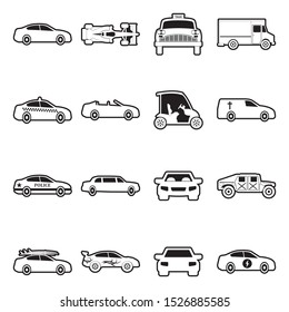 Car Icons. Line With Fill Design. Vector Illustration.