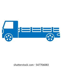 Car icons.  Long truck with a board on a white background.