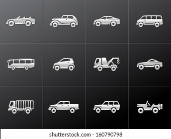 Car icons in metallic style