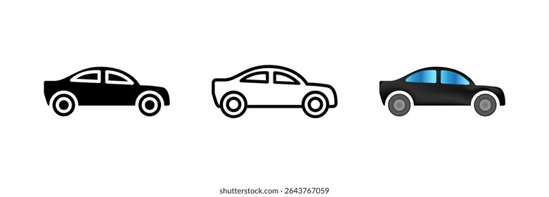 Car icons in a monochrome style, symbolizing transportation, travel, or vehicles.