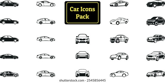 Car Icons Pack, Silhouette Design