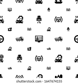 car icons pattern seamless. Included editable filled just married car, Free Shipping, Camping, Car repair service, Tipper, Autopilot, Race game icons. icons for web and mobile.