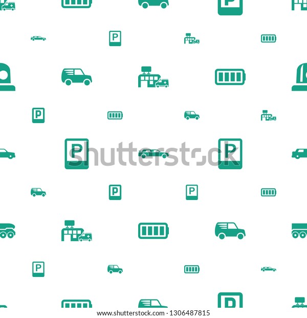 car icons pattern\
seamless white background. Included editable filled hospital,\
parking, delivery car, ful battery, weapon truck, siren icons. car\
icons for web and mobile.