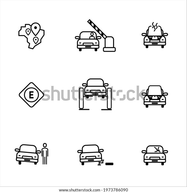 Car Icons, Repair car, automobile, Auto icons,\
Vehicle icons, Barrier parking, Change a tire, Brazil map icon,\
Travel, Car glass, Service