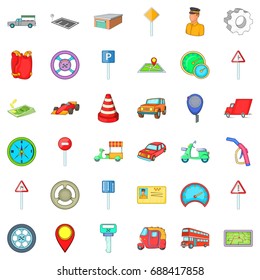 Car icons set. Cartoon style of 36 car vector icons for web isolated on white background