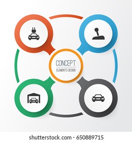 Car Icons Set. Collection Of Auto, Repairing, Stick And Other Elements. Also Includes Symbols Such As Stick, Car, Garage.