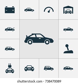 Car Icons Set. Collection Of Auto, Car, Plug And Other Elements. Also Includes Symbols Such As Battery, Crossover, Auto.