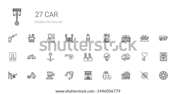 car icons\
set. Collection of car with bus stop, hotel, toy, truck, engine,\
global warming, renewable energy, earthquake, key, stop sign, taxi.\
Editable and scalable car\
icons.